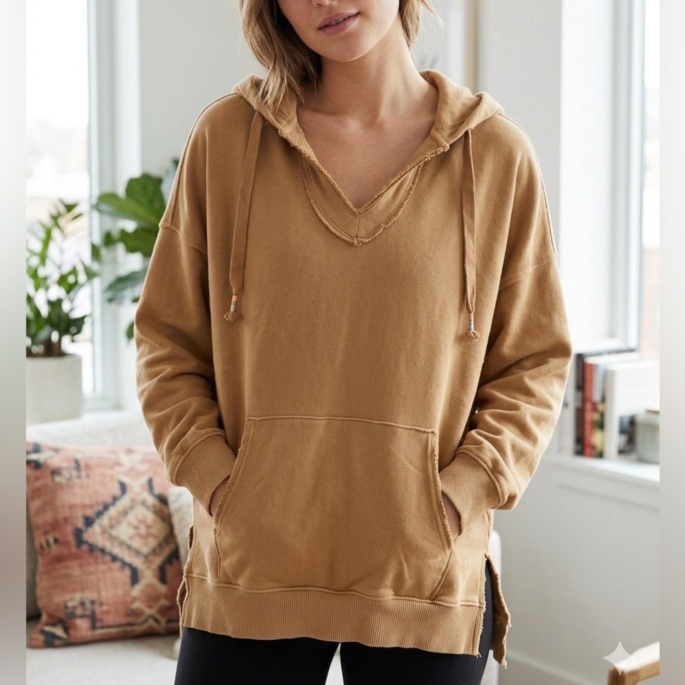 Aerie Cotton Blend V‑Neck Drawstring Hoodie - #33